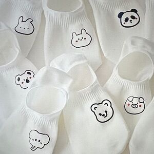 ❣️5|$25❣️5 pair ! Cute Animal Print Ankle Socks - White